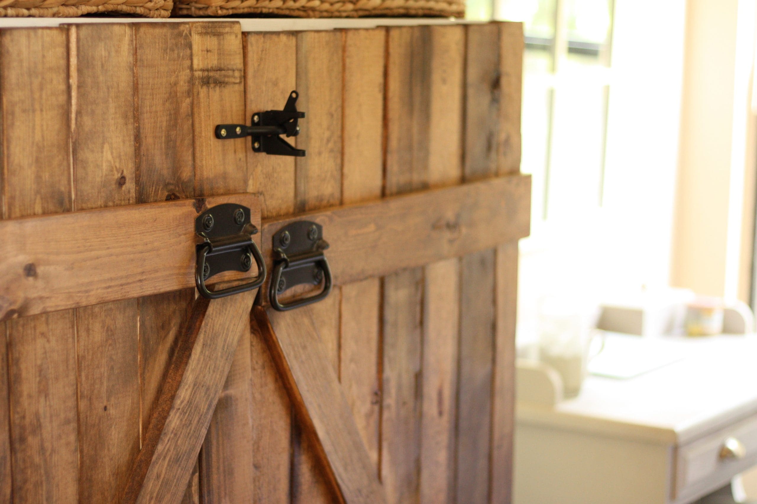 Barn Door Dresser|Bookshelf turned into a dresser|Meg Wallace|One Glass Slipper|DIY