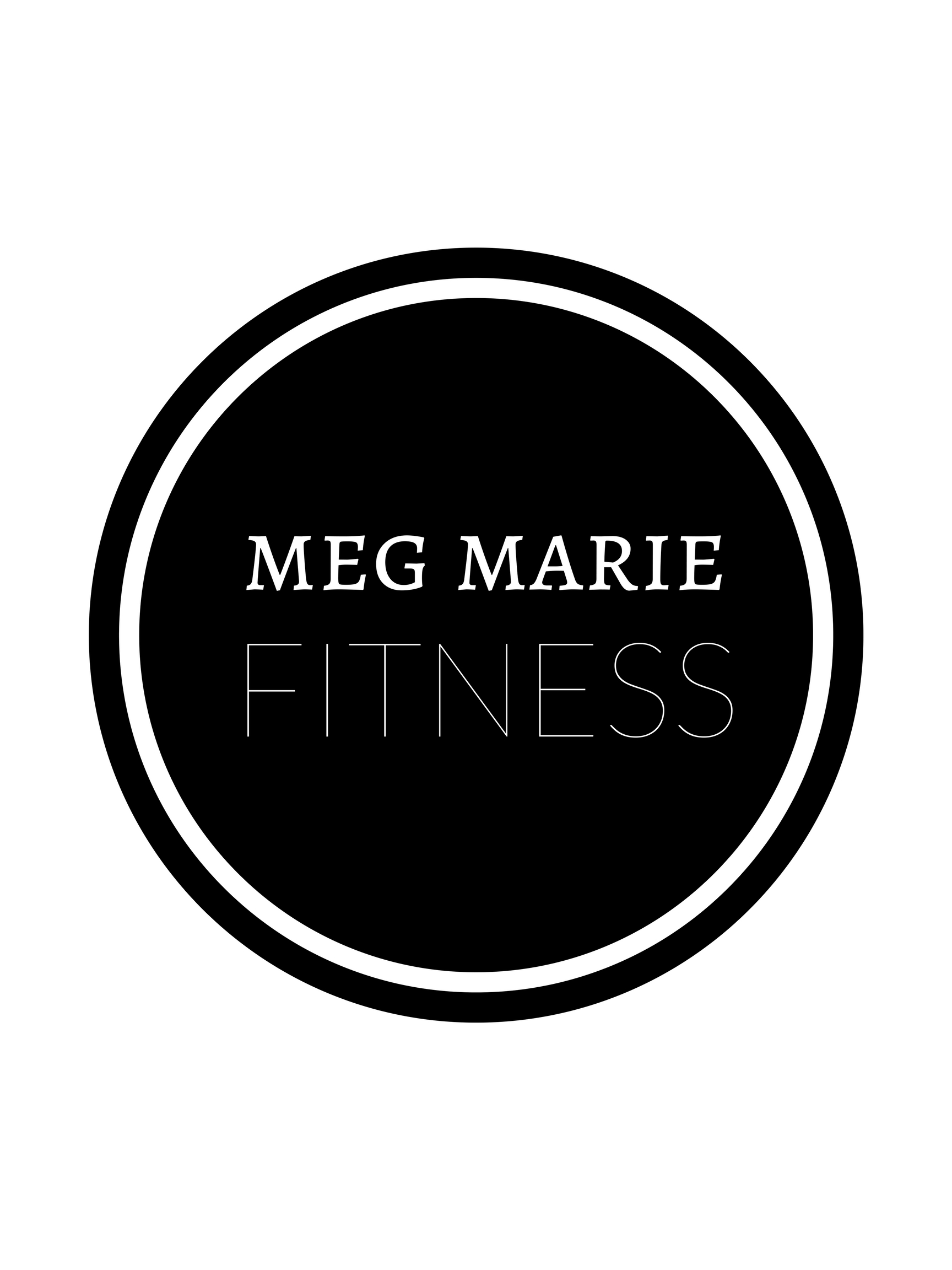 meg marie fitness round black logo
