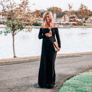 shop pink blush maternity style | maternity clothes | baby bump style | meg marie wallace | black maternity dress