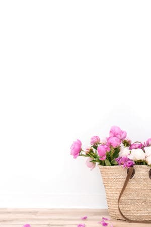 pink flower in basket | Meg Marie Wallace